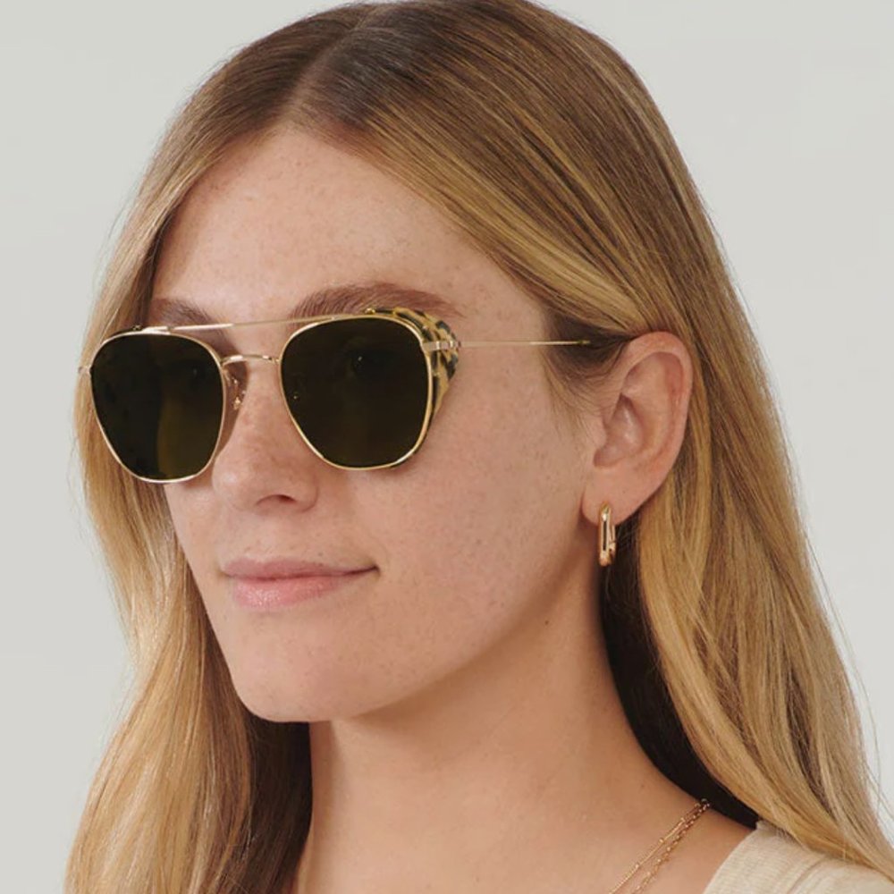 KREWE EARHART BLINKER POLARIZED SUNGLASSES - LIKE NEW! GOLD FRAME & TORTOISE